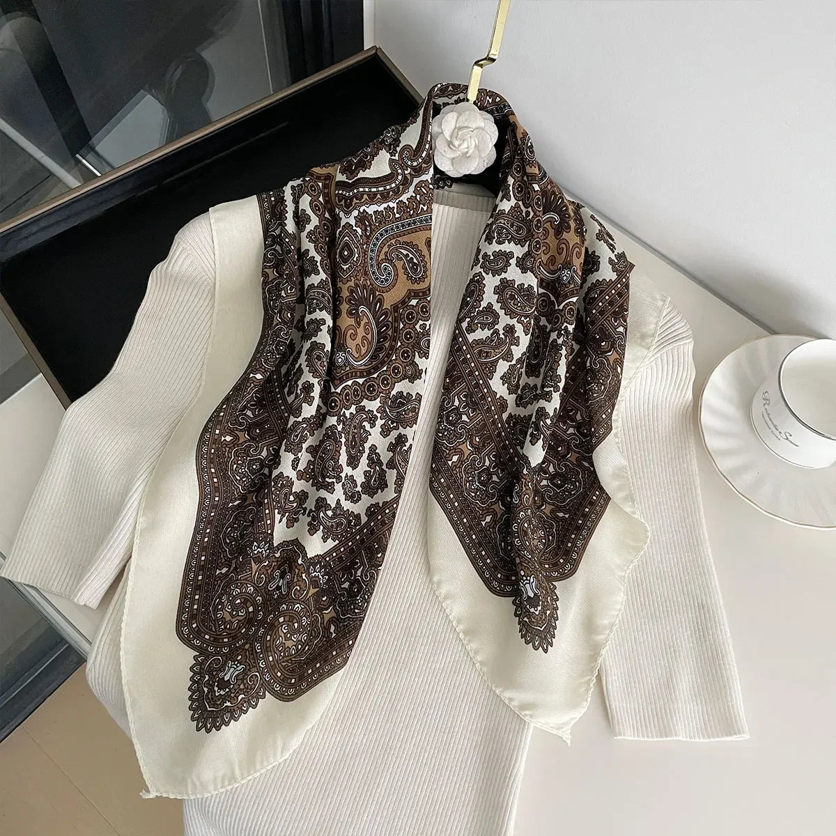 Scarf Paisley Print Square Shawl