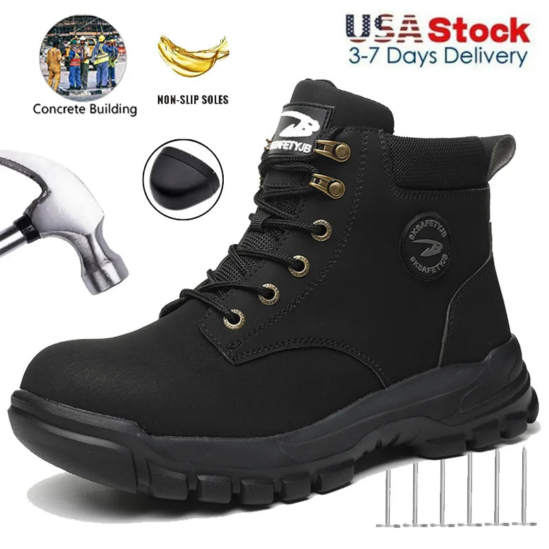 Mens Steel Toe Oil Resistant Slip Resistant Boots