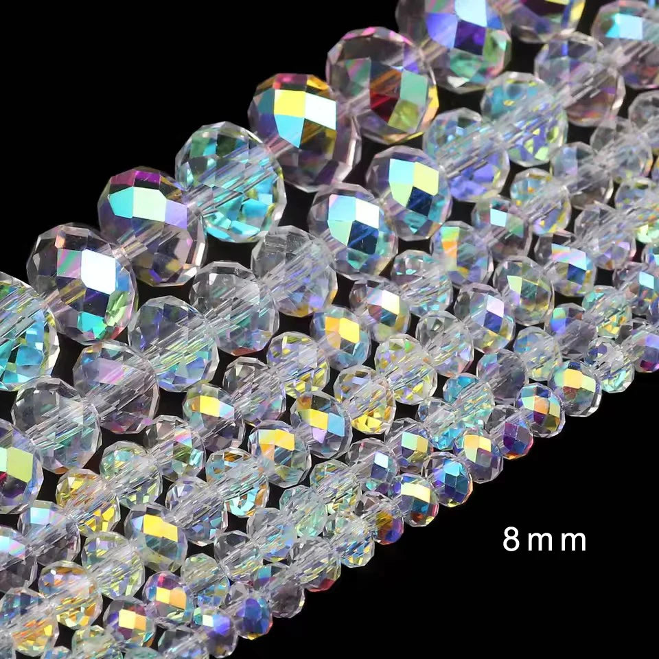 Austrian Crystal Glass Beads Iridescent Transparent Loose Beads For Jewelry