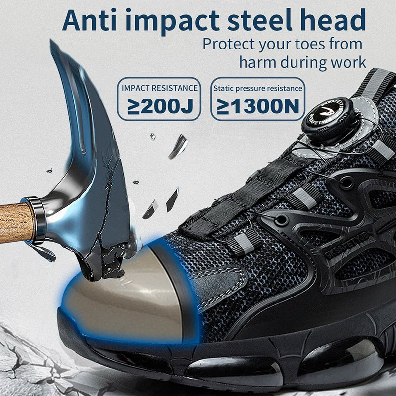 Men's Work Shoes With Elastic Laces