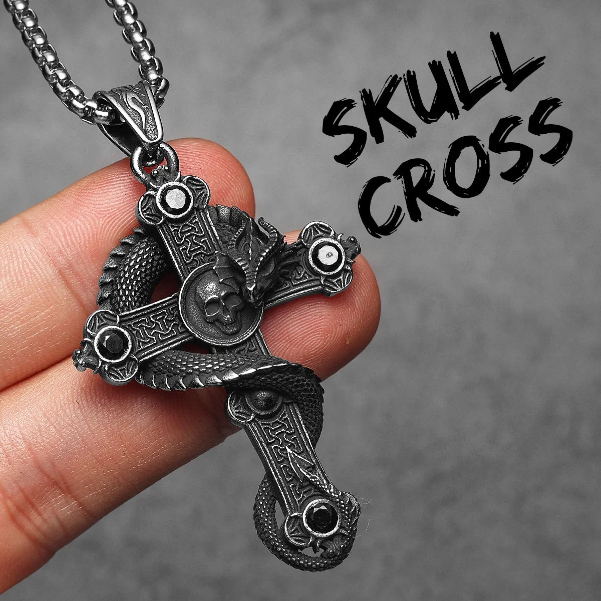 Necklace Dragon Cross Gemstone Pendant
