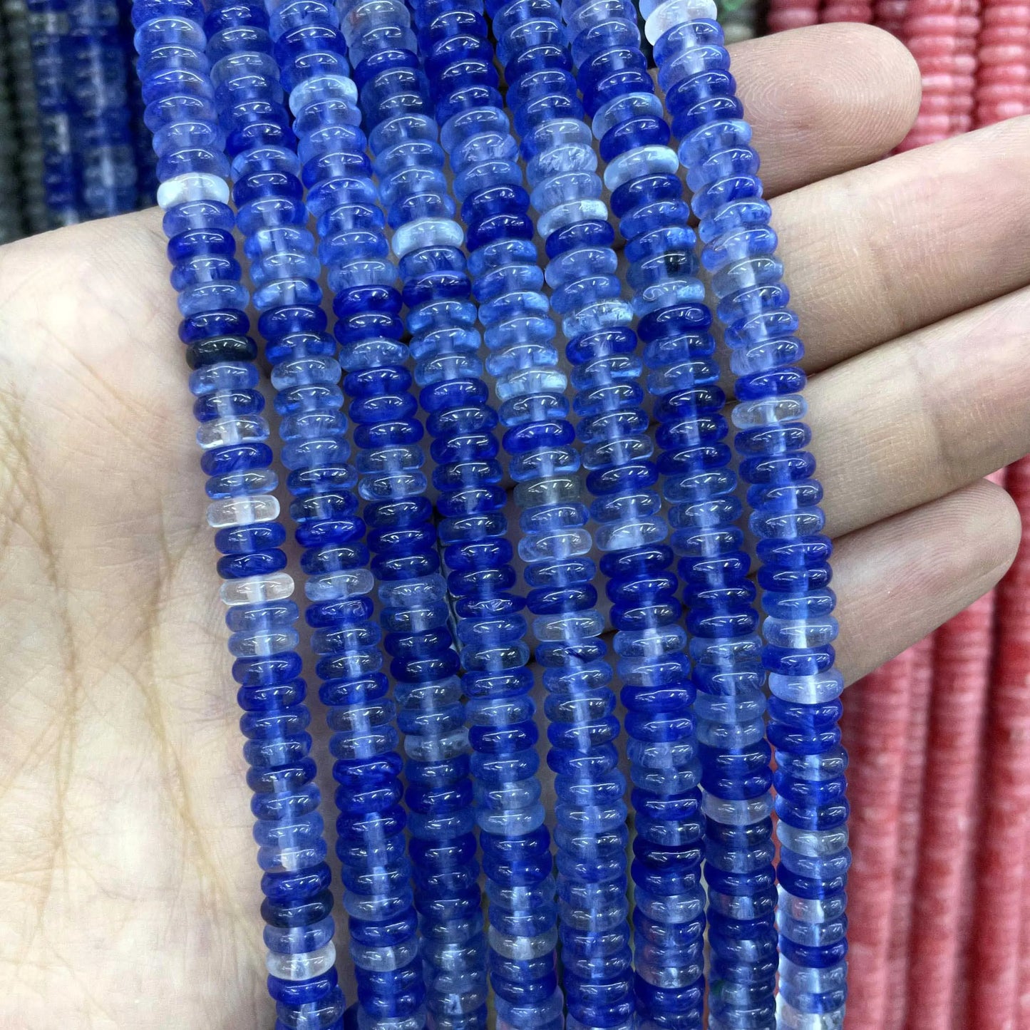 Natural Stone Bead Spacers Quartz Jasper Agate Flat Round