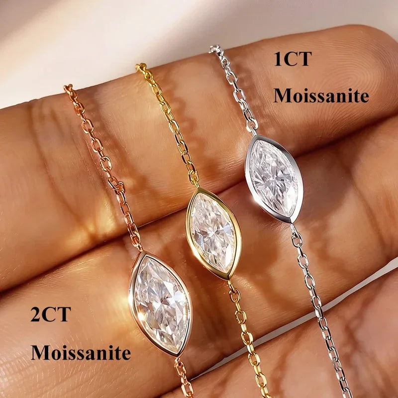 Bracelet Moissanite Finger Chain Bracelets  14-20cm Adjustable s925 Silver