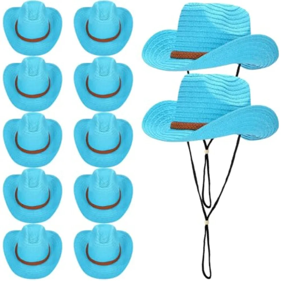 Straw Cowboy Hats for Women and Men Wide Brim