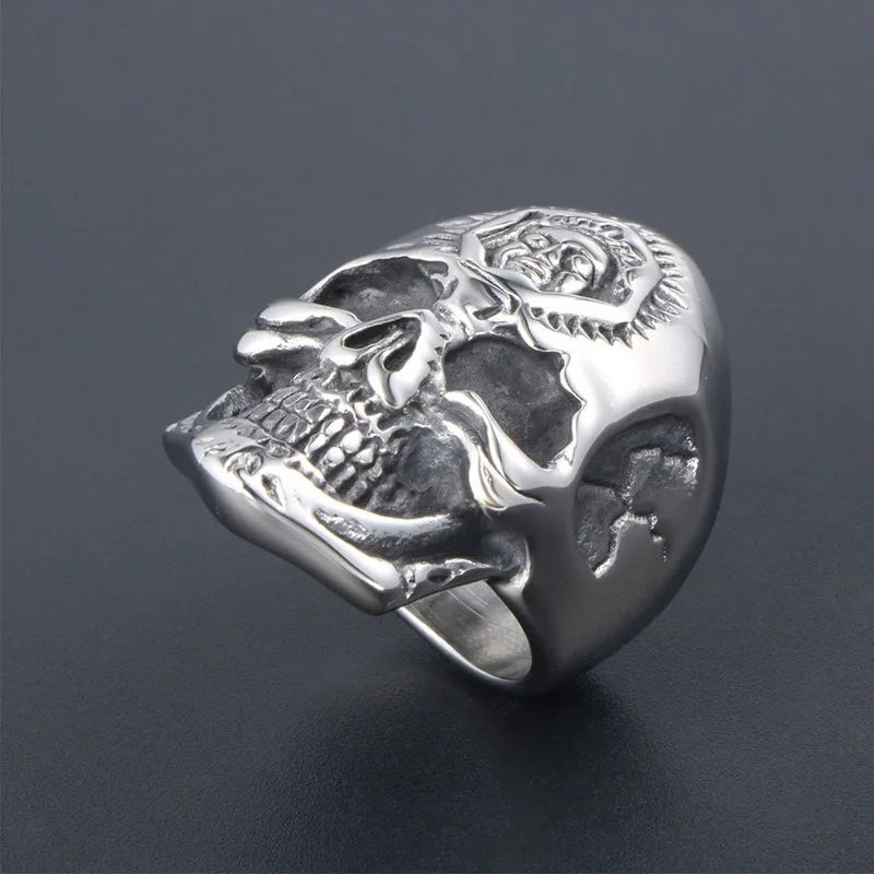 Titanium Skull Ring Double-Headed Face