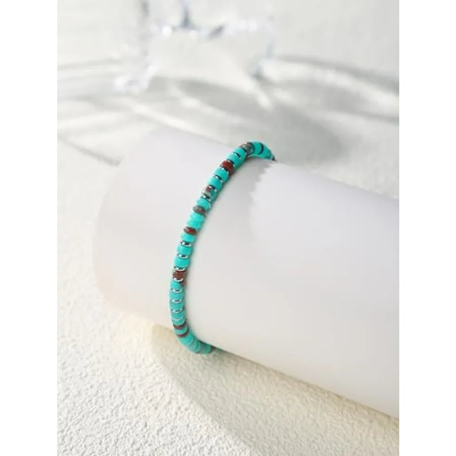 Natural Stone Beaded Anklets For Women Handmade Boho Turquoise Beads Jewelry