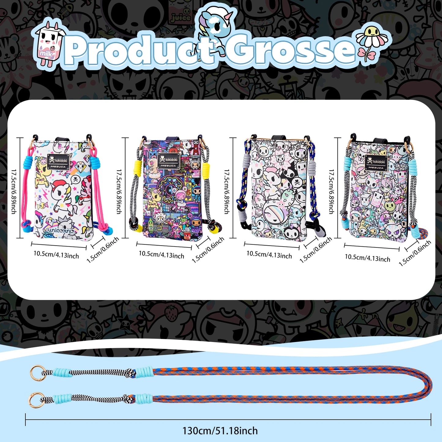 Tokidoki Unicorno PU Leather Crossbody Phone Bag With Adjustable Strap