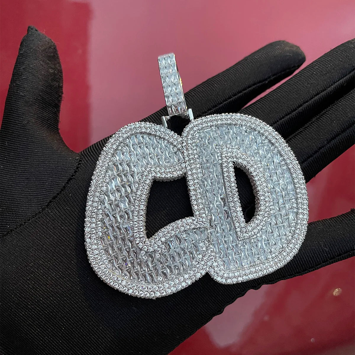 Bubble Letter Custom Name Necklace  Iced Out