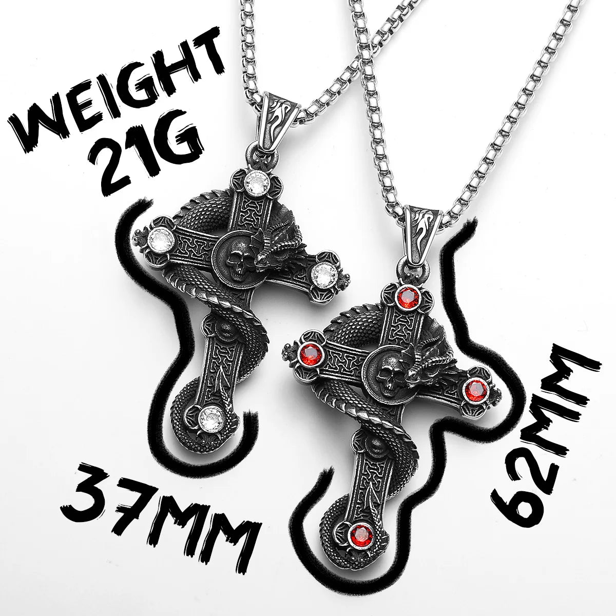 Necklace Dragon Cross Gemstone Pendant