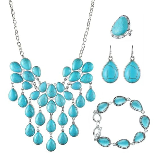 Western Navajo Jewelry Set for Women Necklace Earrings Bracelet Ring