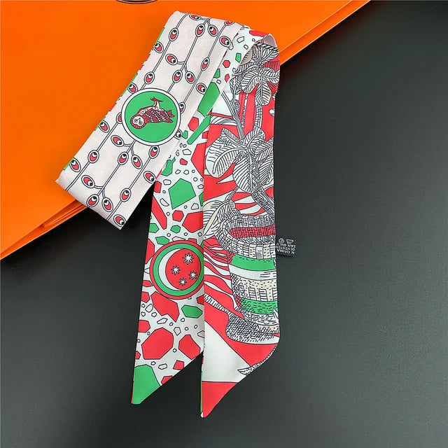 Scarf Skinny Plaid Silk Accessory