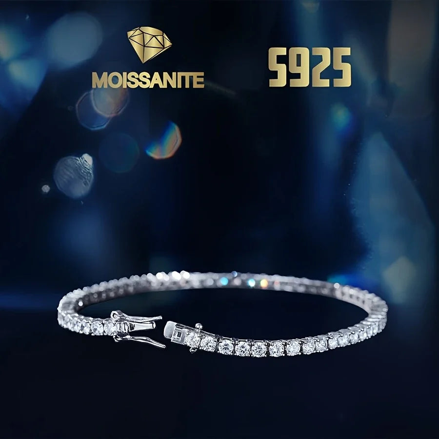 925 Sterling Silver Moissanite Tennis Bracelet 5.6 Carat