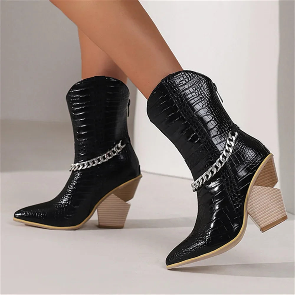 Womens Cowboy boots Snake Print