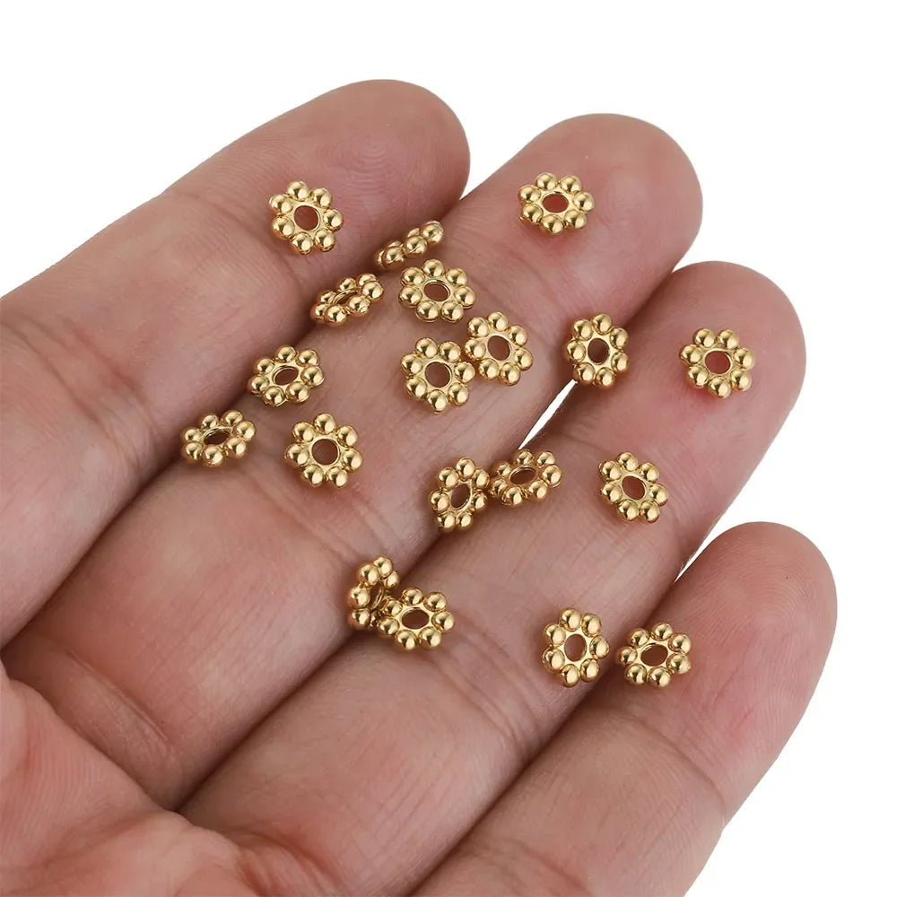 Alisaya Craft Gold Plated Stainless Steel Daisy Snowflake Spacer Beads