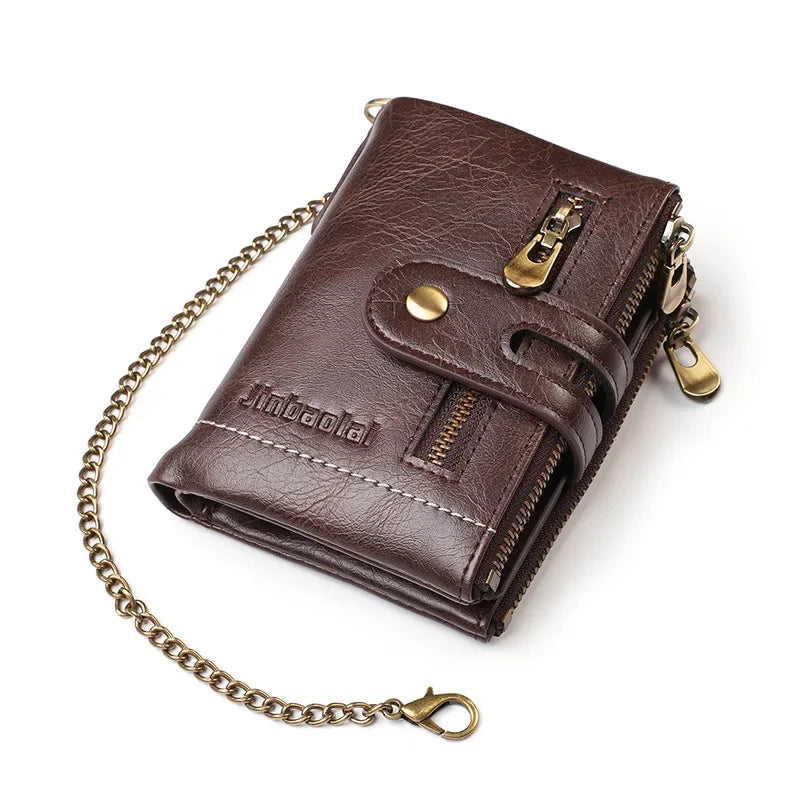 PU Leather Mens Wallet With Chain Card Holder High Quality