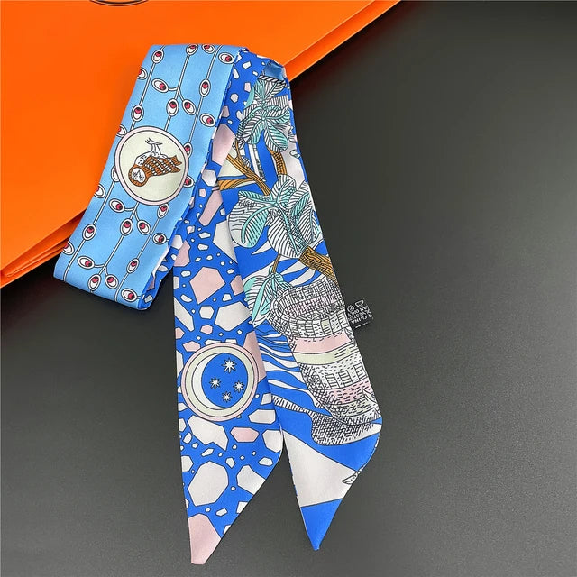 Scarf Skinny Plaid Silk Accessory