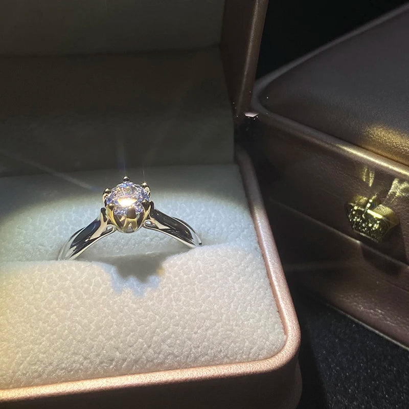 Ring Moissanite Pure 18K Gold Ring Natural Gemstones