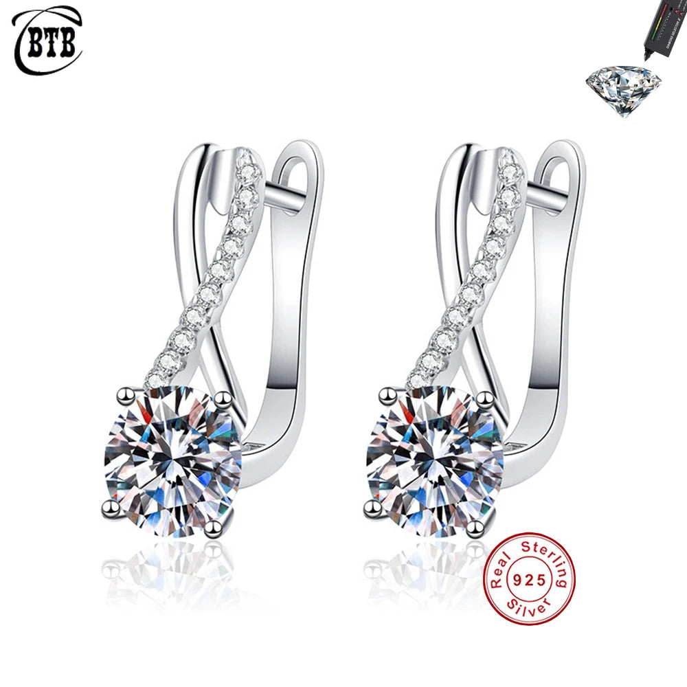 Earrings Sterling Silver Moissanite Claw