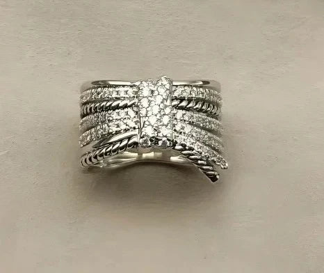 Ring Spiral Design Colored Crystal