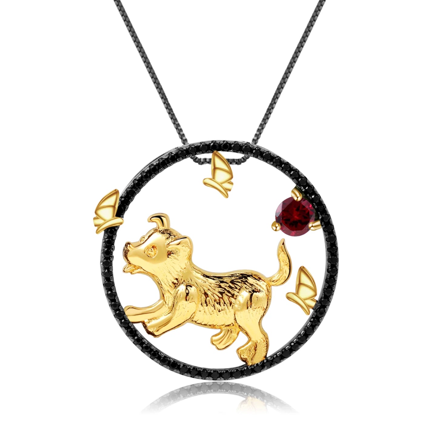 925 Necklace Silver Blue Topaz Dragon Pendant