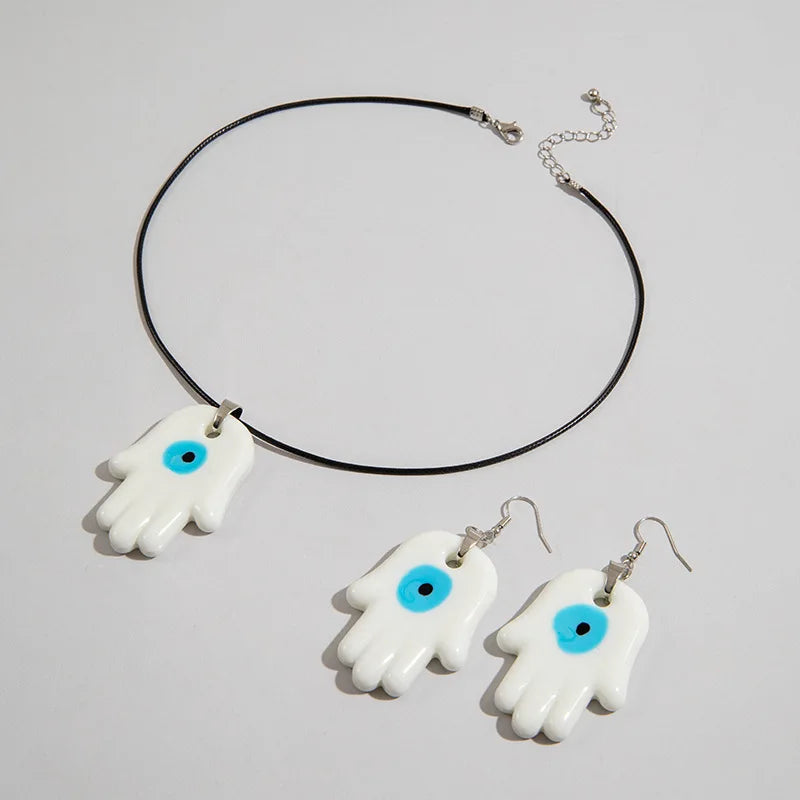 Earrings Necklace Devil's Eye Pendant Set
