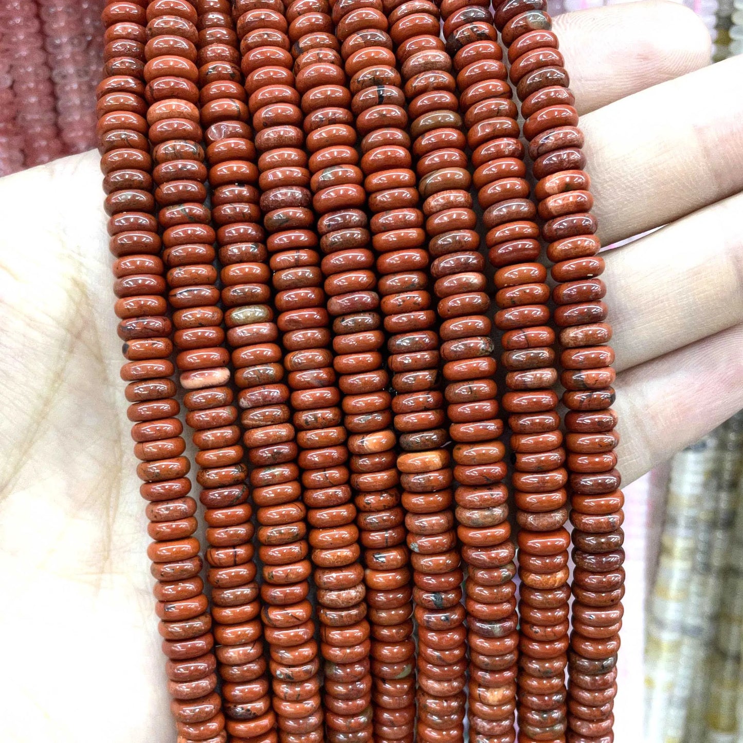 Natural Stone Bead Spacers Quartz Jasper Agate Flat Round