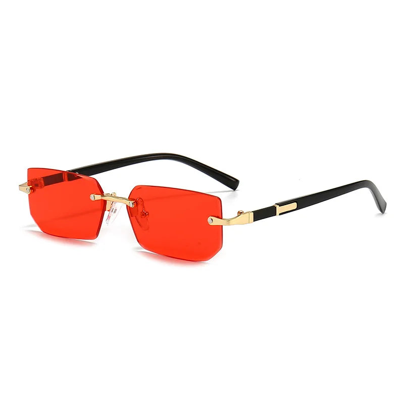 Sunglasses Frameless Diamond Shaped Leopard UV400 Small Frame