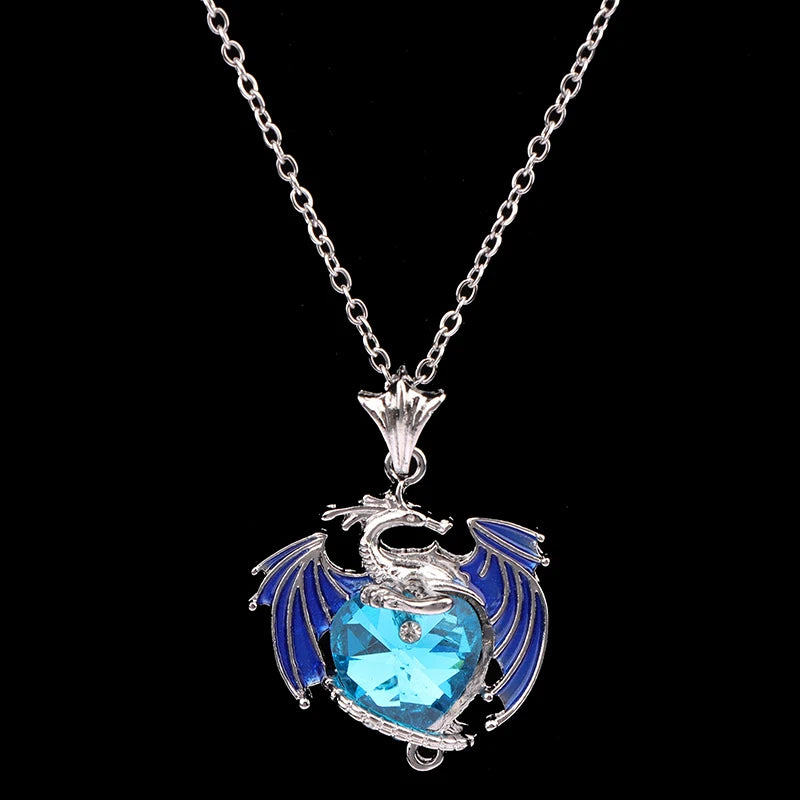 Necklace Blue Purple Dragon