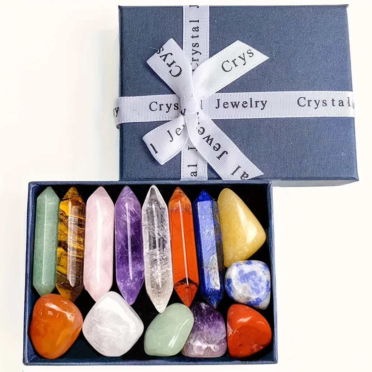 Crystal Chakra Pillar Set 14 Pieces For Yoga Energy And Home Decor