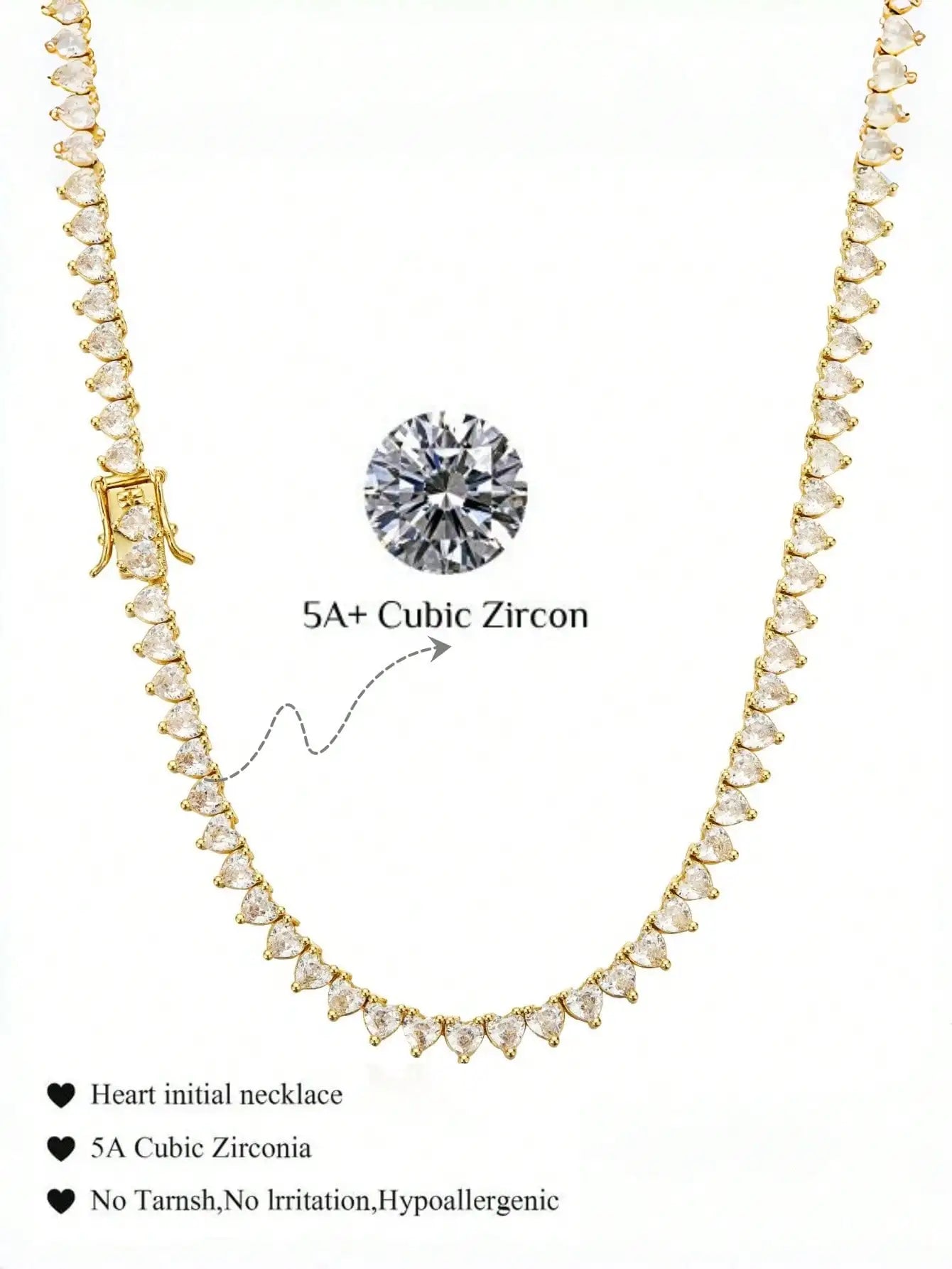 Tennis Necklace And Bracelet With 4mm Heart CZ Stones