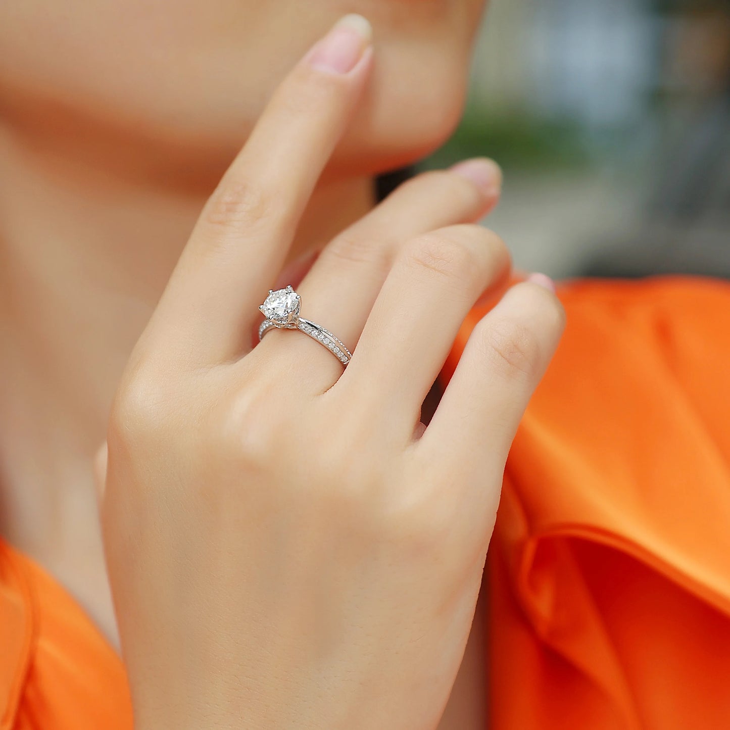 Moissanite Ring 925 Sterling Silver