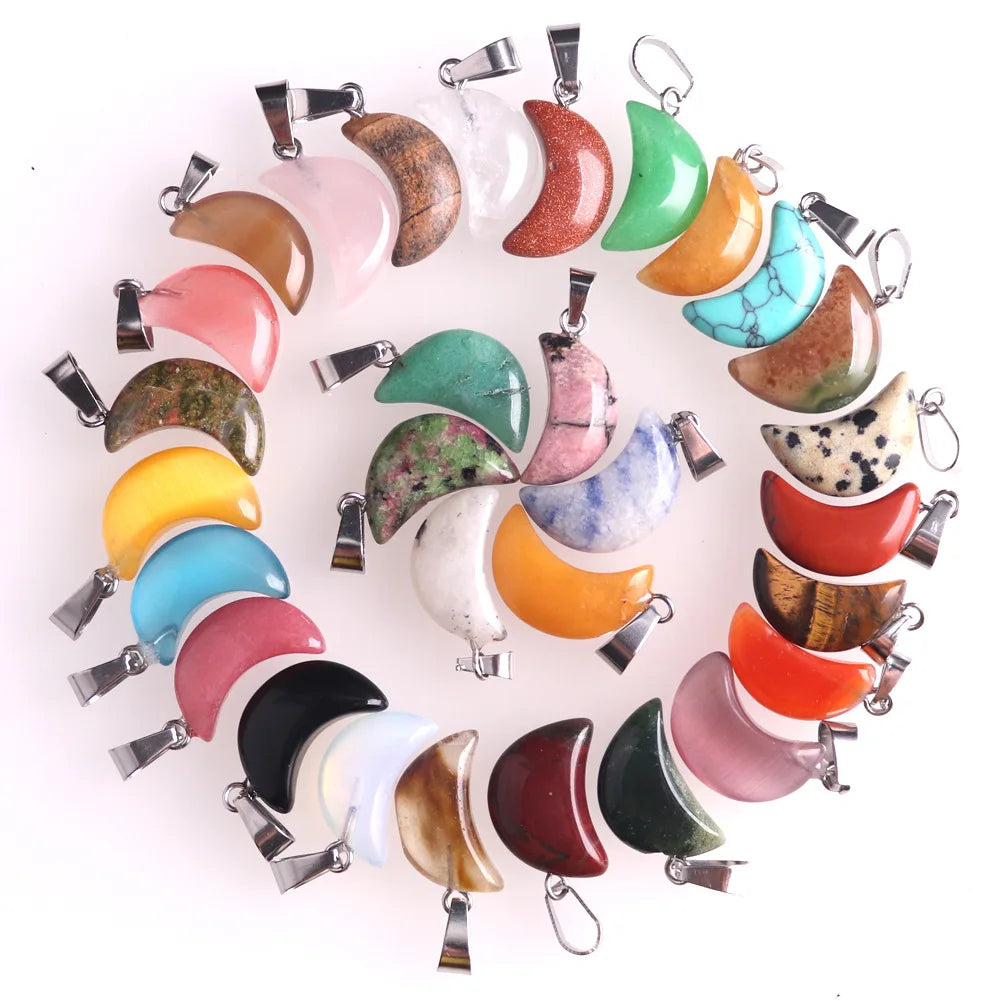 Heart Shaped Stone Pendant Charms Beads 10pcs Random Colors