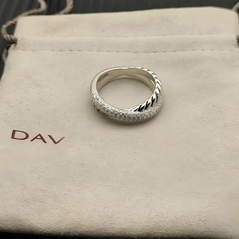 Ring Spiral Design Colored Crystal