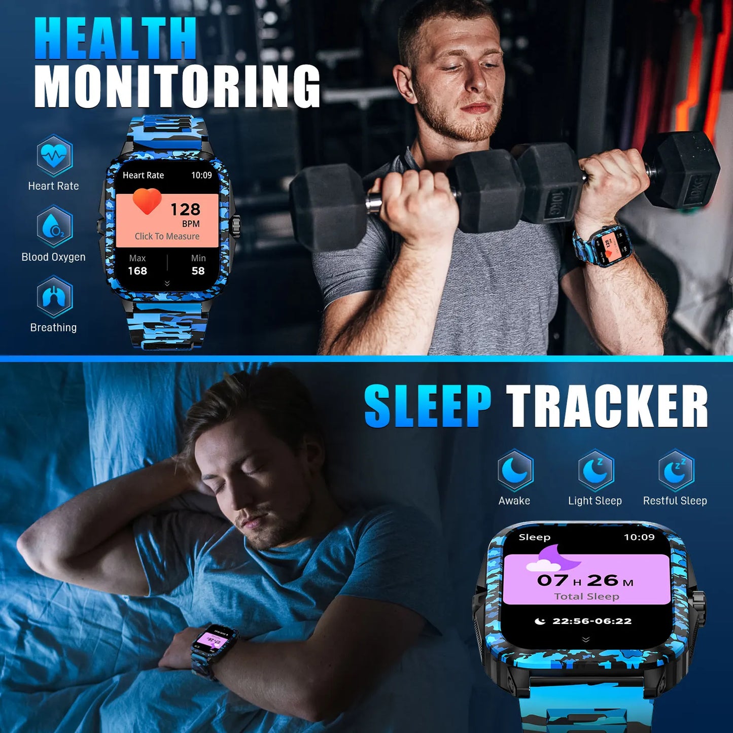 LaNikar Smart Watch KT71 3ATM Heart Rate Bluetooth