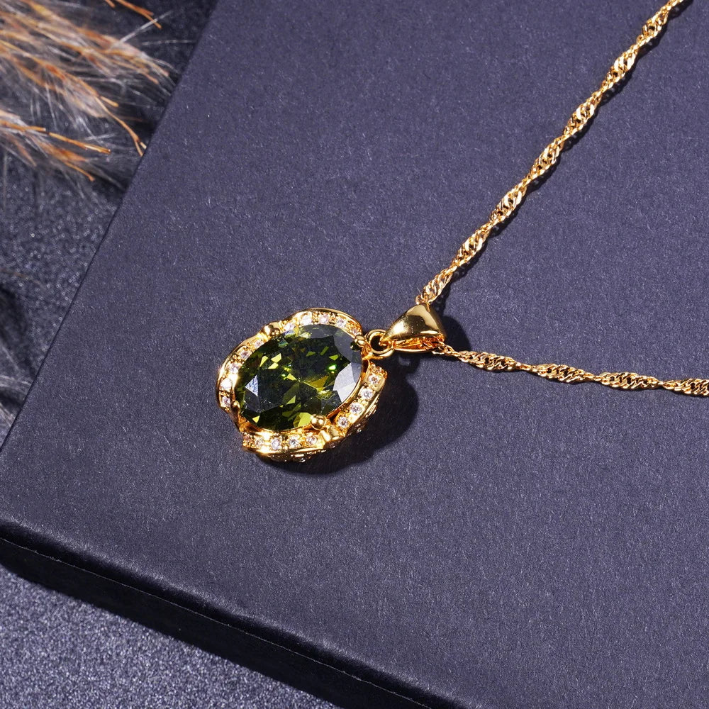 Elegant Necklace Earrings Ring Bracelet Jewelry Set 18K Gold-Plated Zirconia