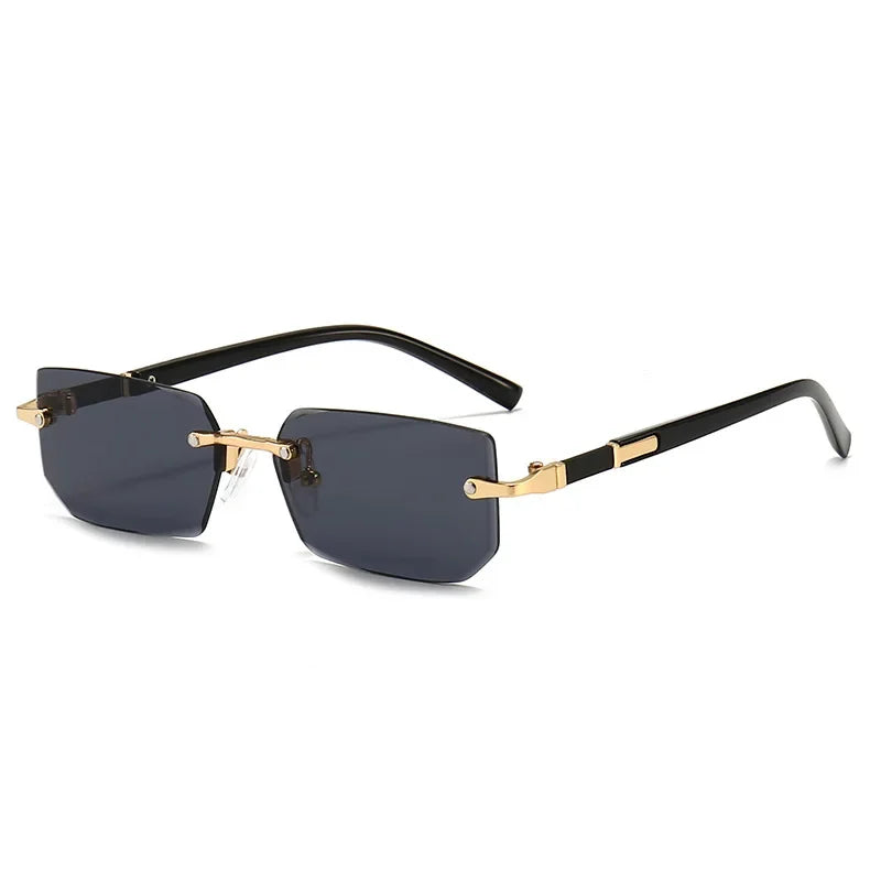 Sunglasses Frameless Diamond Shaped Leopard UV400 Small Frame