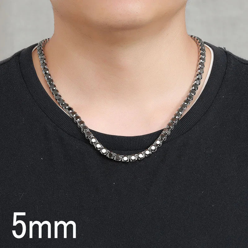 925 Necklace SMYOUE Moissanite Tennis Round Cut