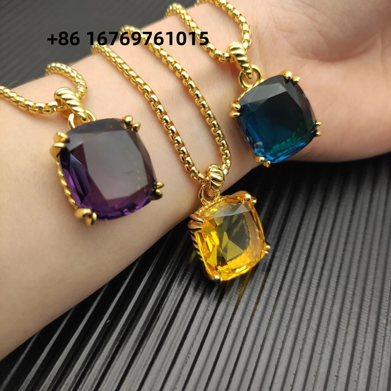 Necklace Gold Crystal Marbella