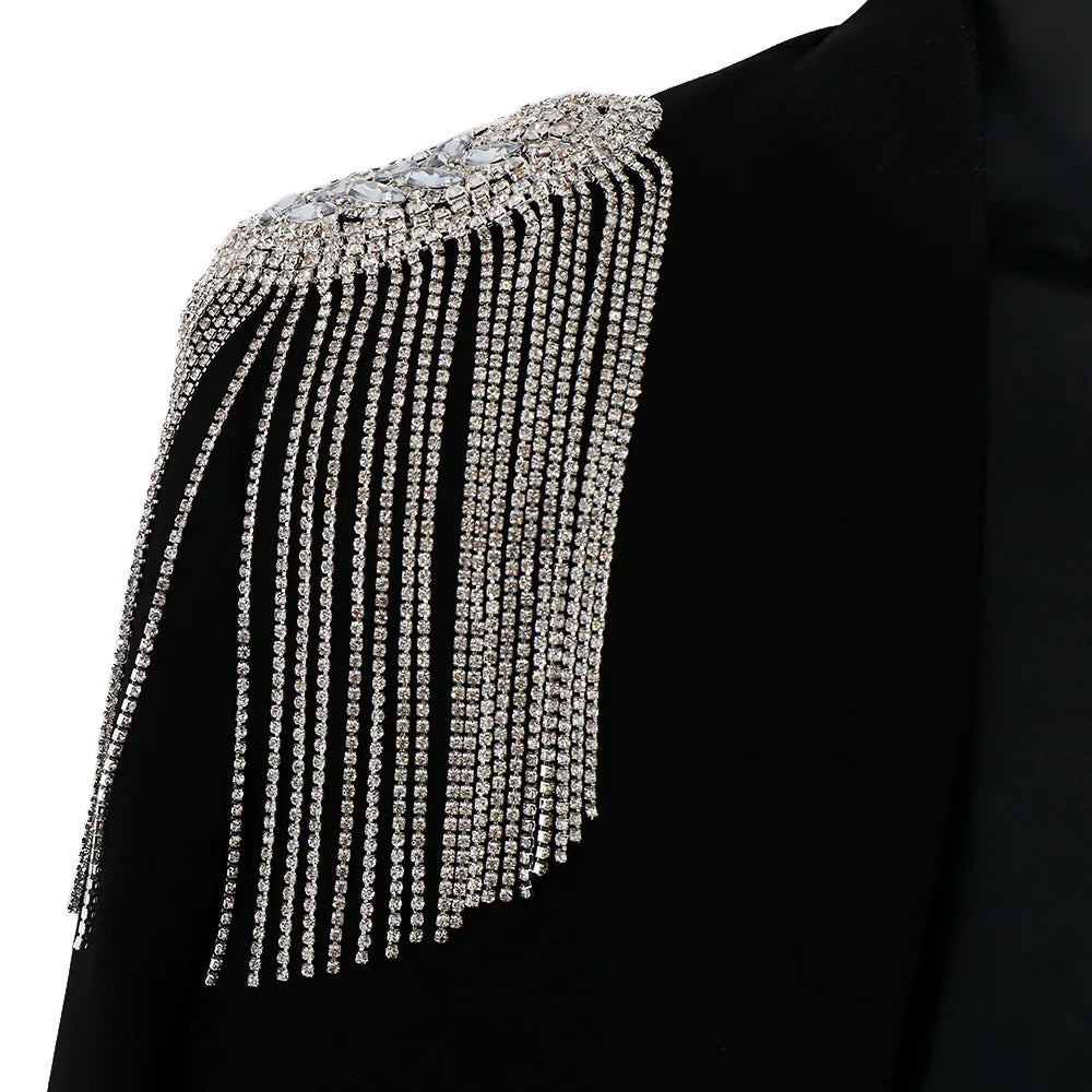 Brooch For Women Tassel Chain Rhinestone Epaulet