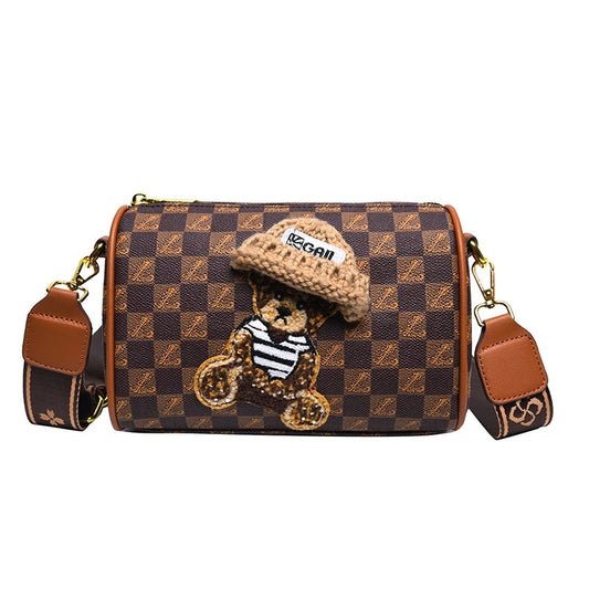 Vintage Floral Round Handbag For Women With Detachable Strap And Zipper