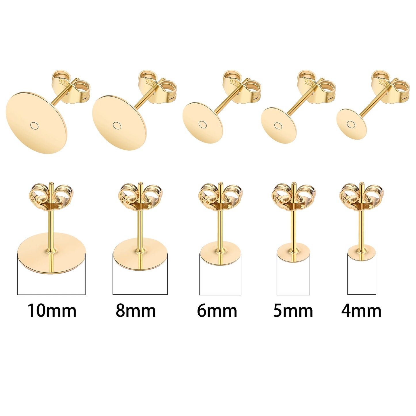 925 Silver Earring Studs Blank Post Base Pins