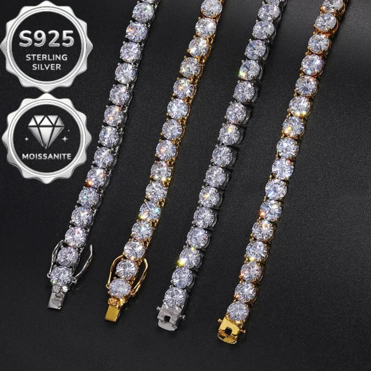 Moissanite Tennis Necklace 925 Sterling Silver Jewelry