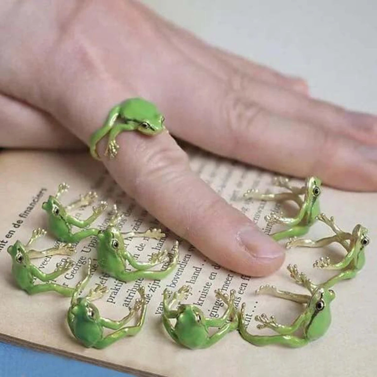 Ring Enamel Frog Open Ring 925 Silver Plating N856