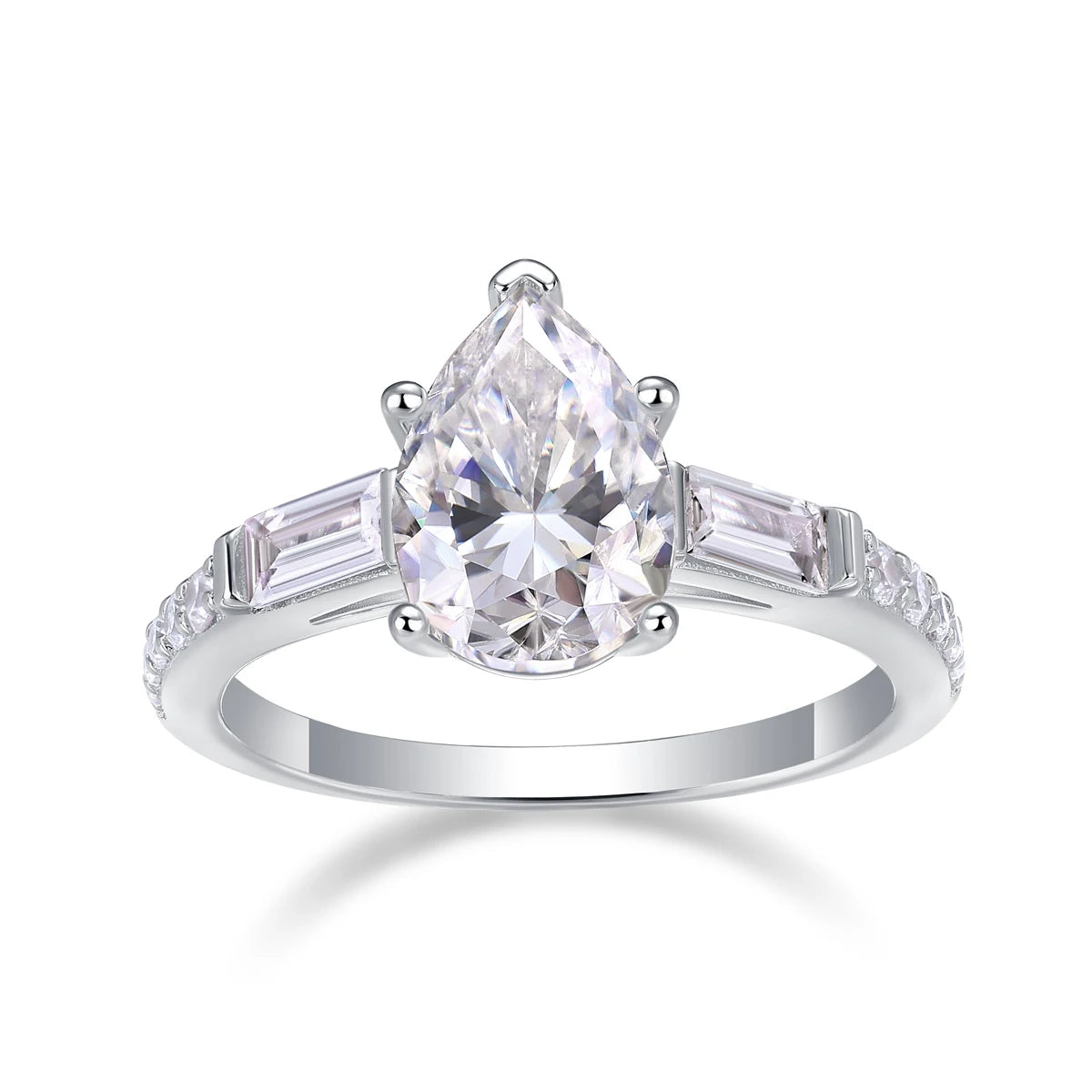 Moissanite Diamond Ring Titanium Silver Luxury Fashion Set