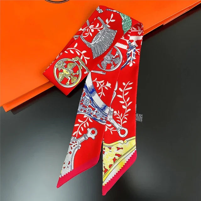 Scarf Skinny Plaid Silk Accessory