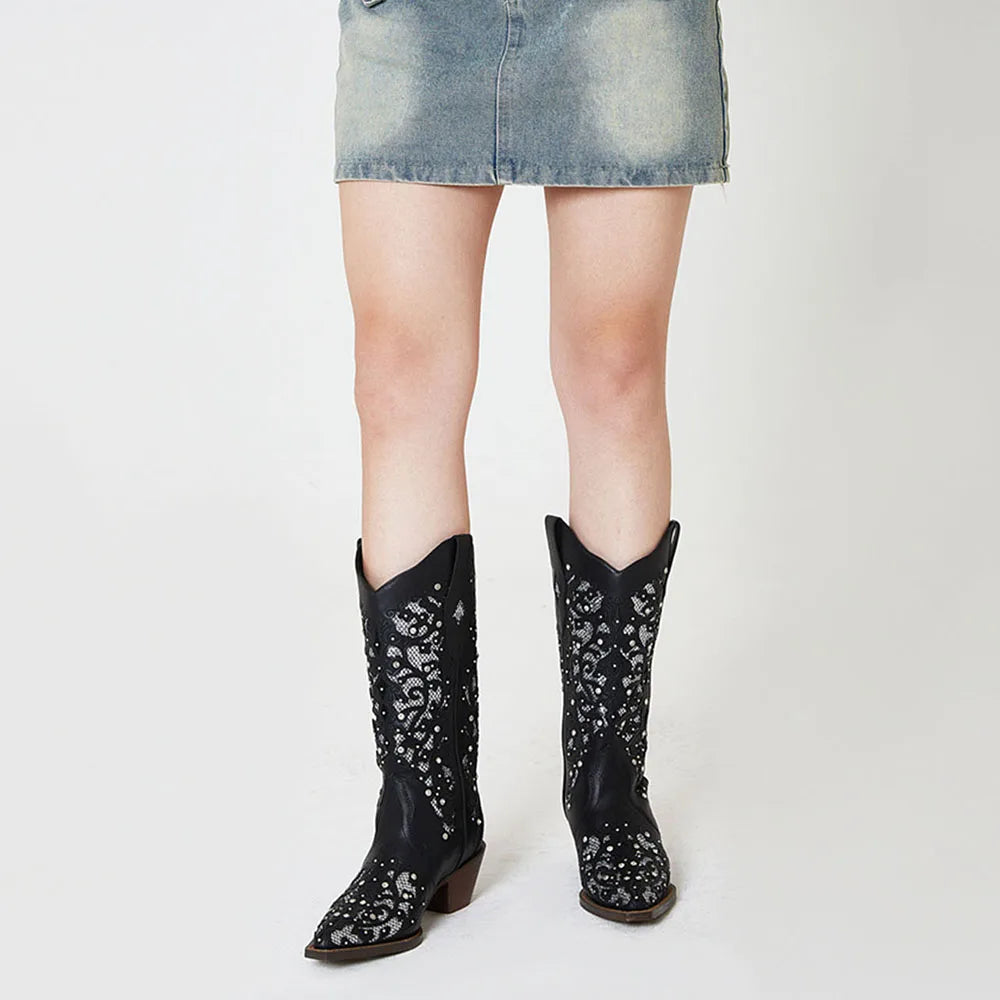 Boots For Woman Heel Pull-On Pointed Toe