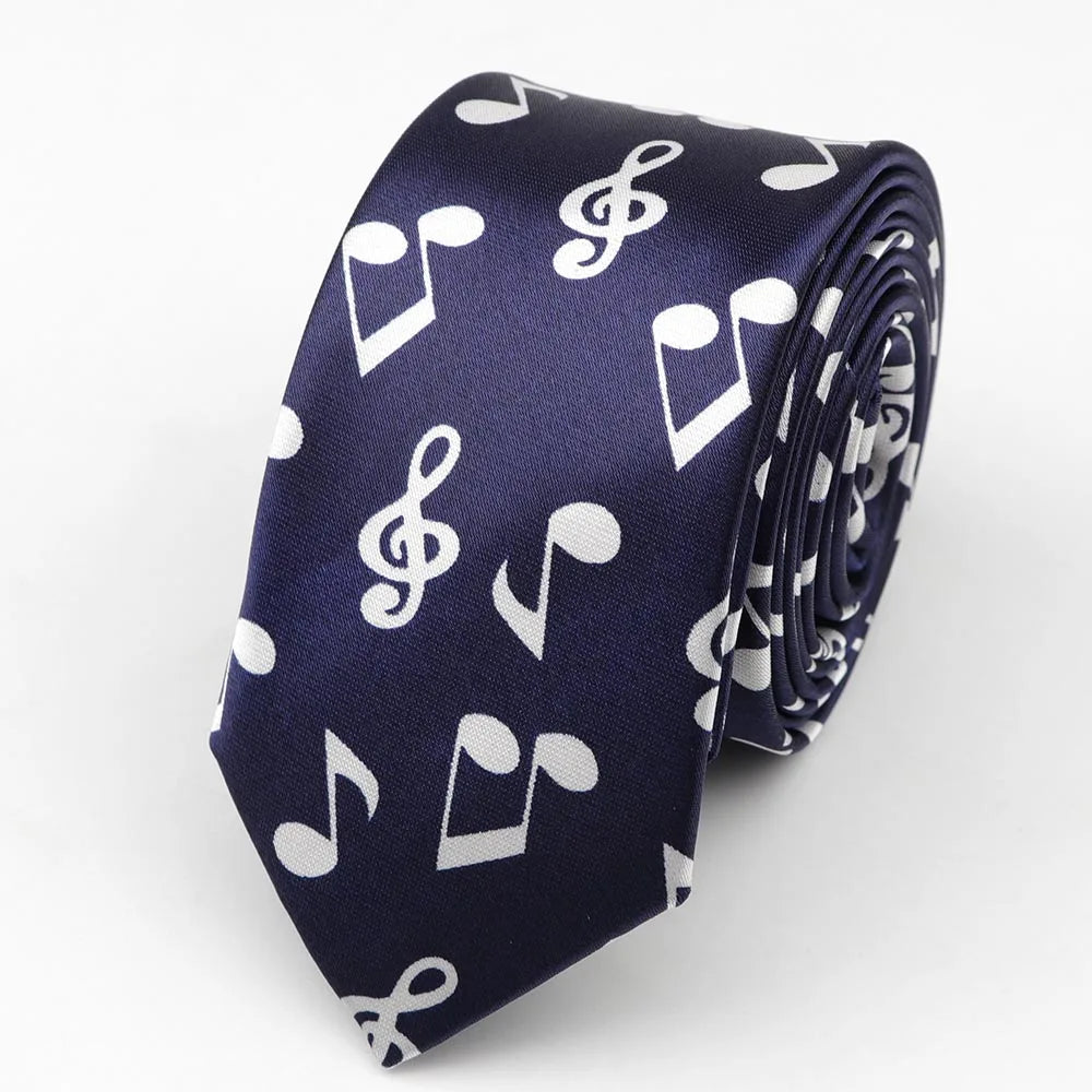 Necktie Musical Notes Printed With Piano Guitar Pattern