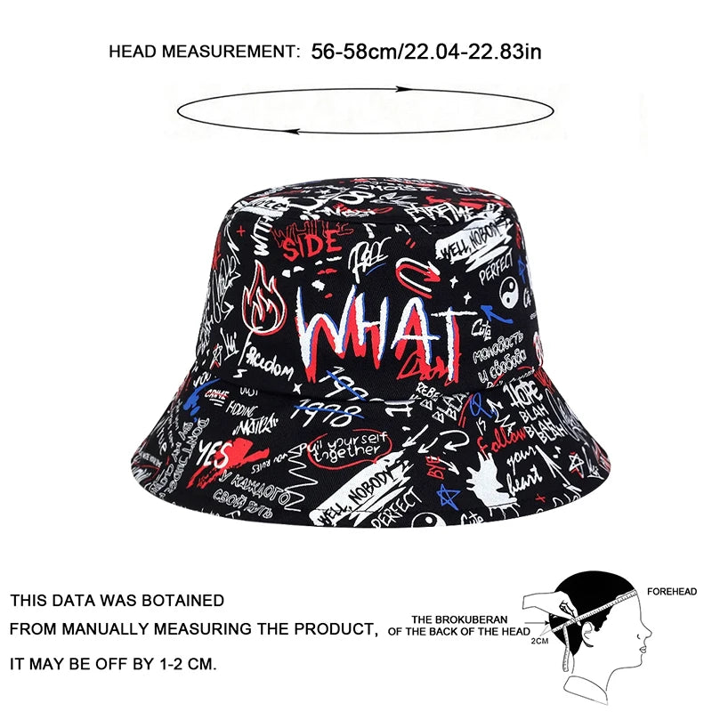 Hat Graffiti Print Bucket Hat Sun Protection