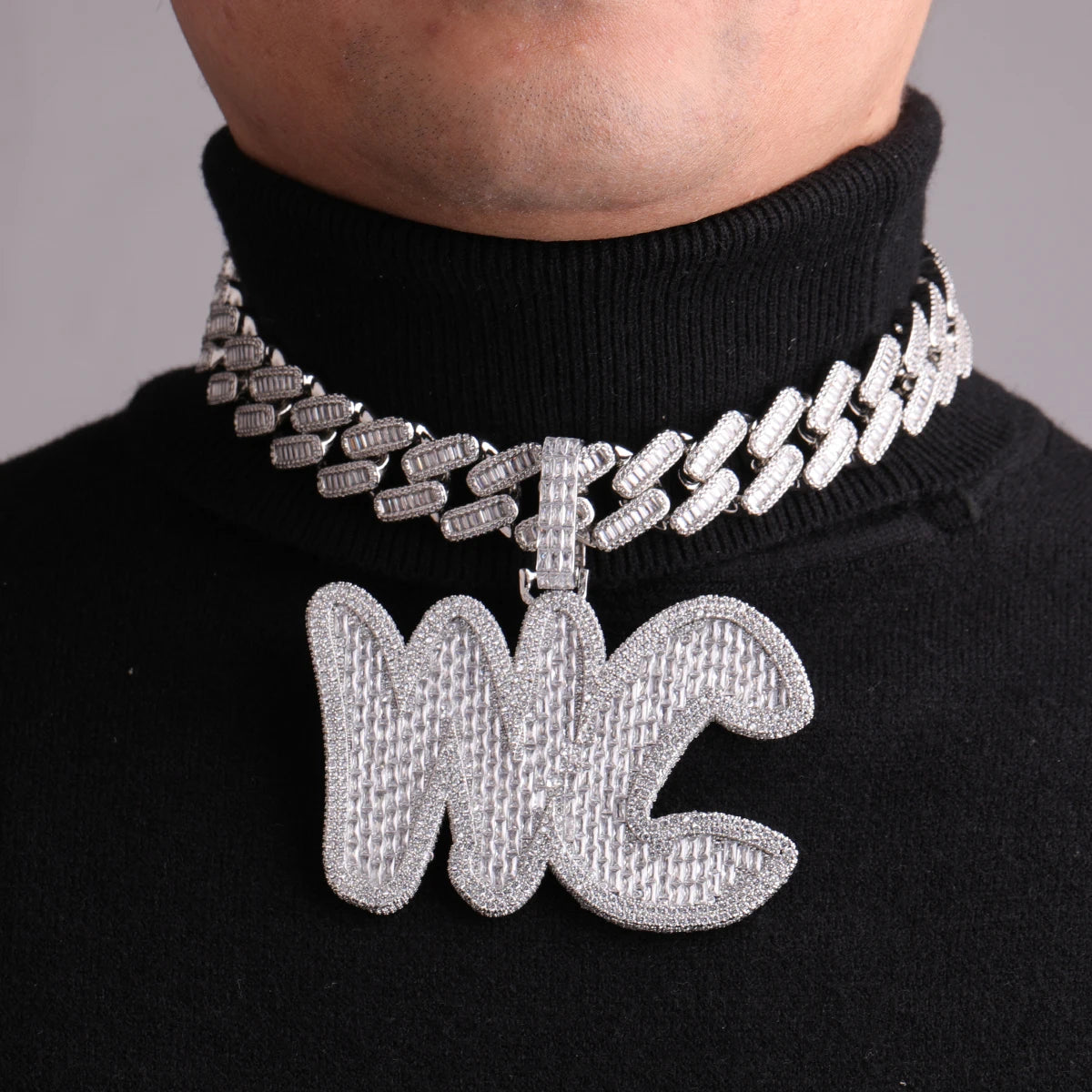 Bubble Letter Custom Name Necklace  Iced Out