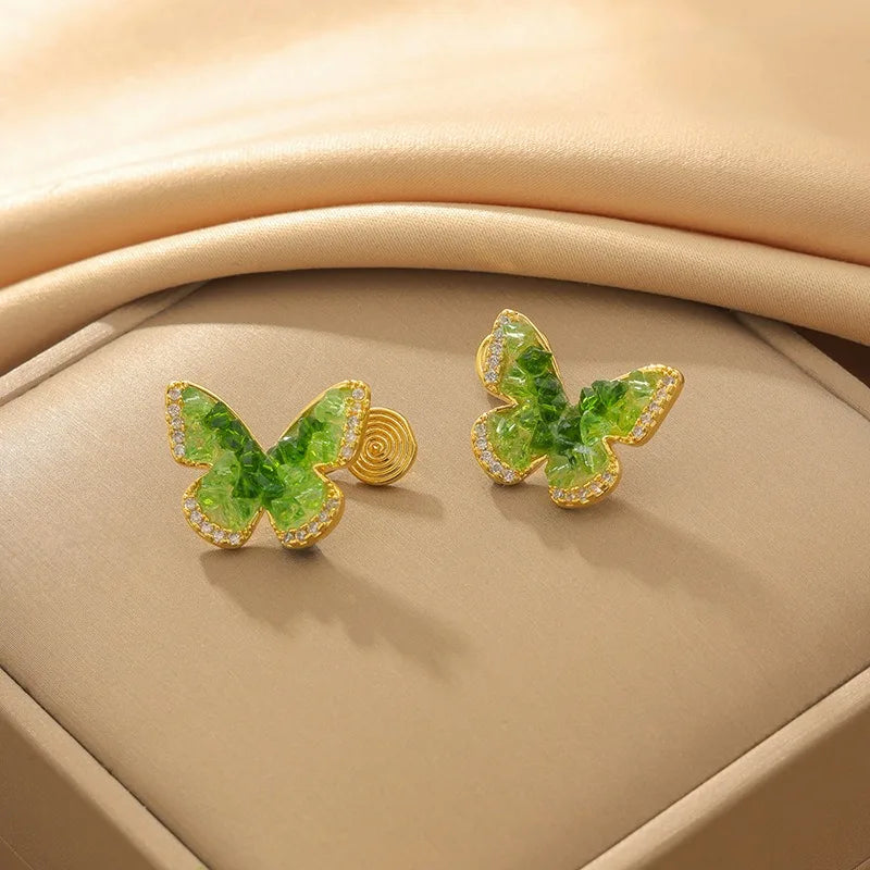 Earrings Crystal Butterfly Clip On